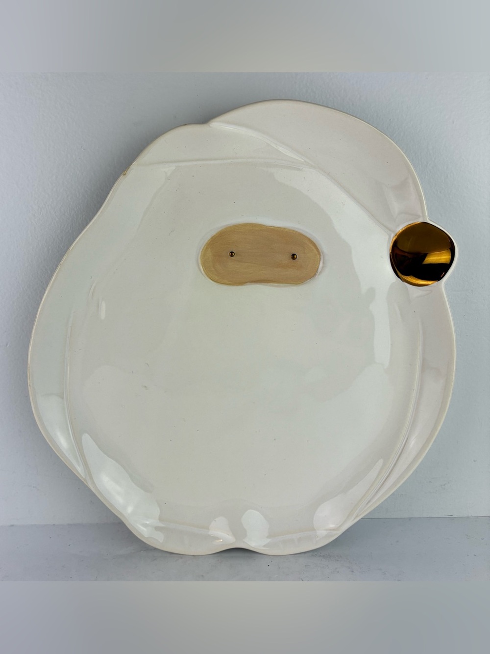 West Elm Santa Plate w/Gold Trim